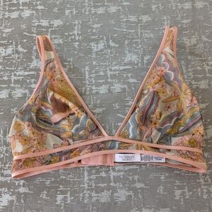 Victoria's Secret Pastel Floral Mesh Bralette in Peach, Yellow, Blue